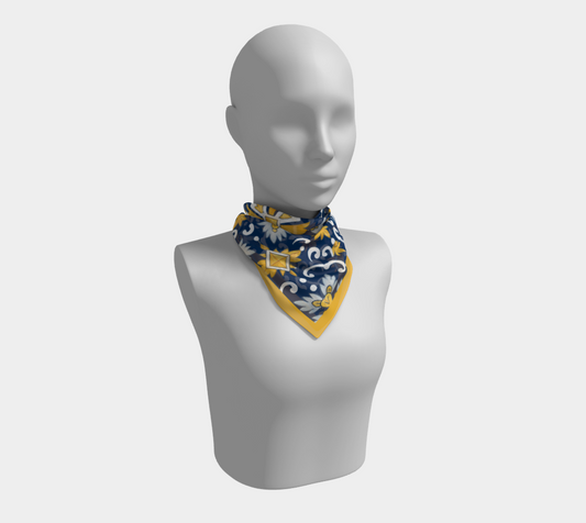 Blue + Yellow Sunflower Scarf