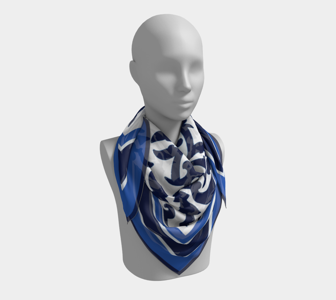 Dark Blue Chinoiserie Scarf