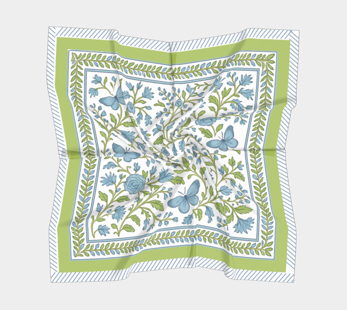 Green + Blue Floral Butterfly Scarf