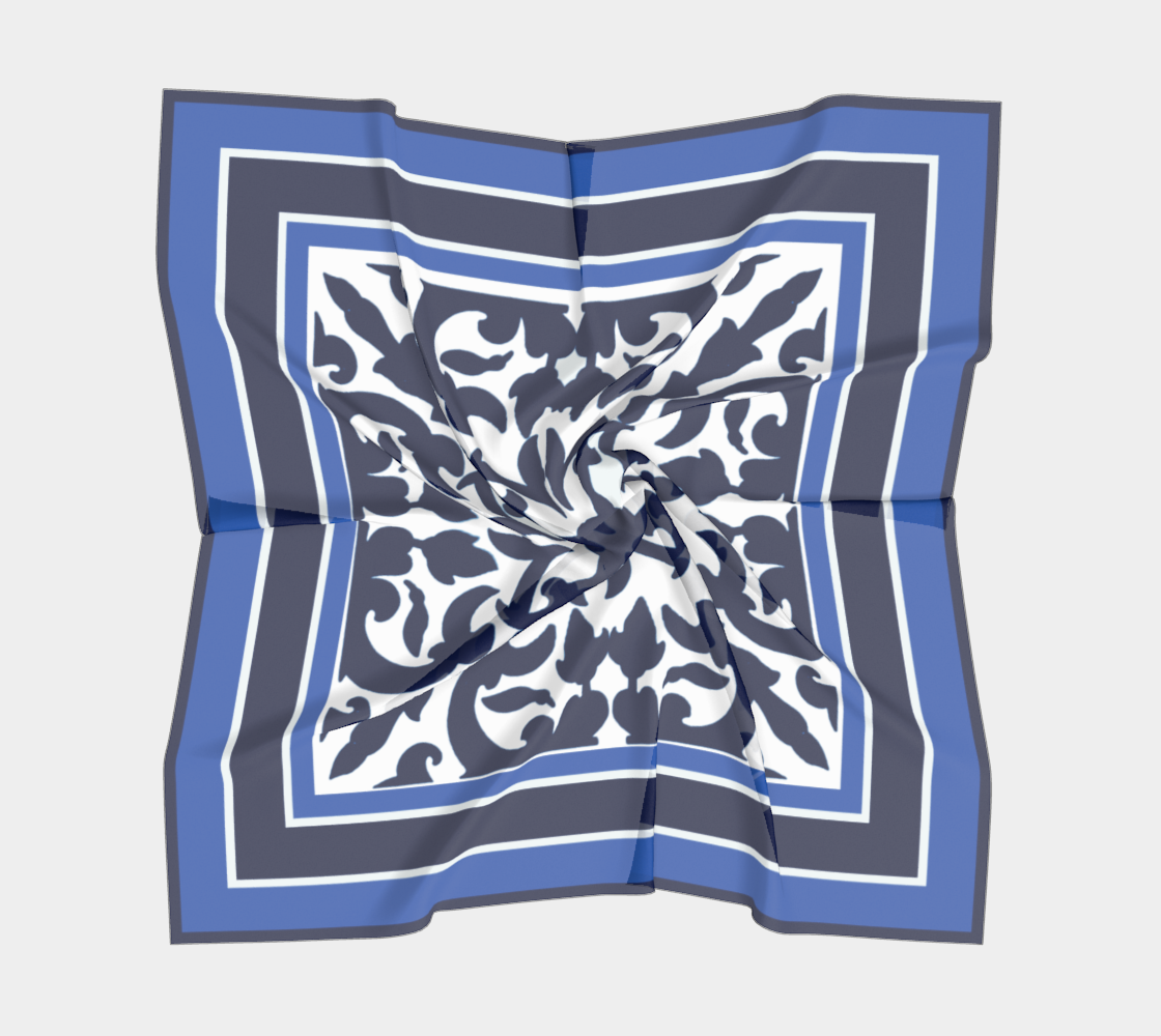 Dark Blue Chinoiserie Scarf