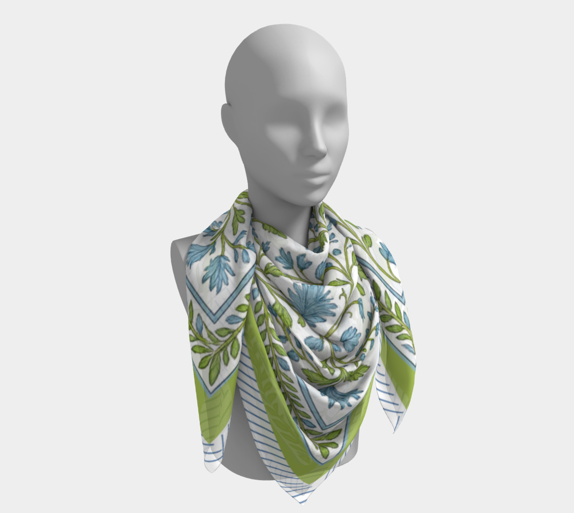 Green + Blue Floral Butterfly Scarf
