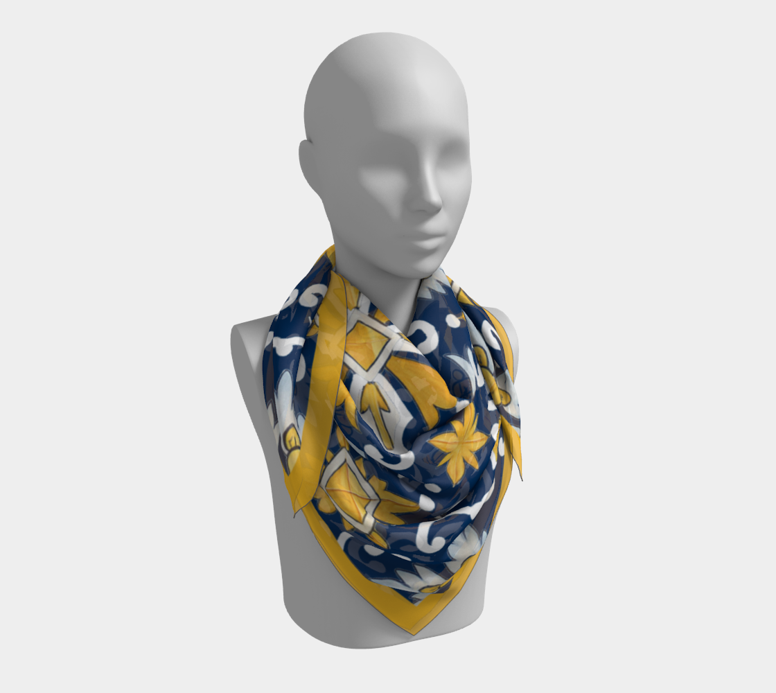 Blue + Yellow Sunflower Scarf