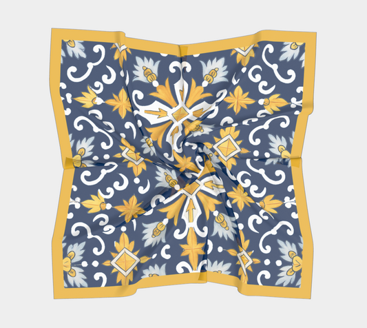Blue + Yellow Sunflower Scarf