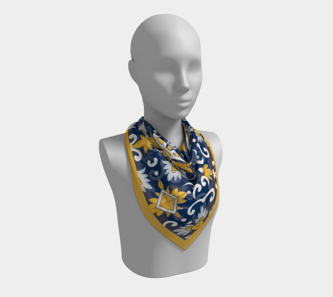 Blue + Yellow Sunflower Scarf