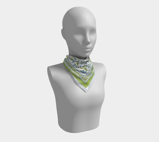 Green + Blue Floral Butterfly Scarf