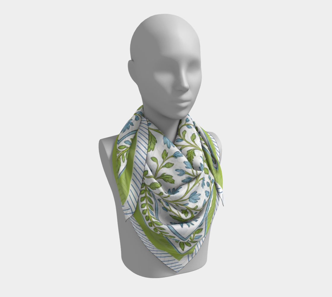 Green + Blue Floral Butterfly Scarf