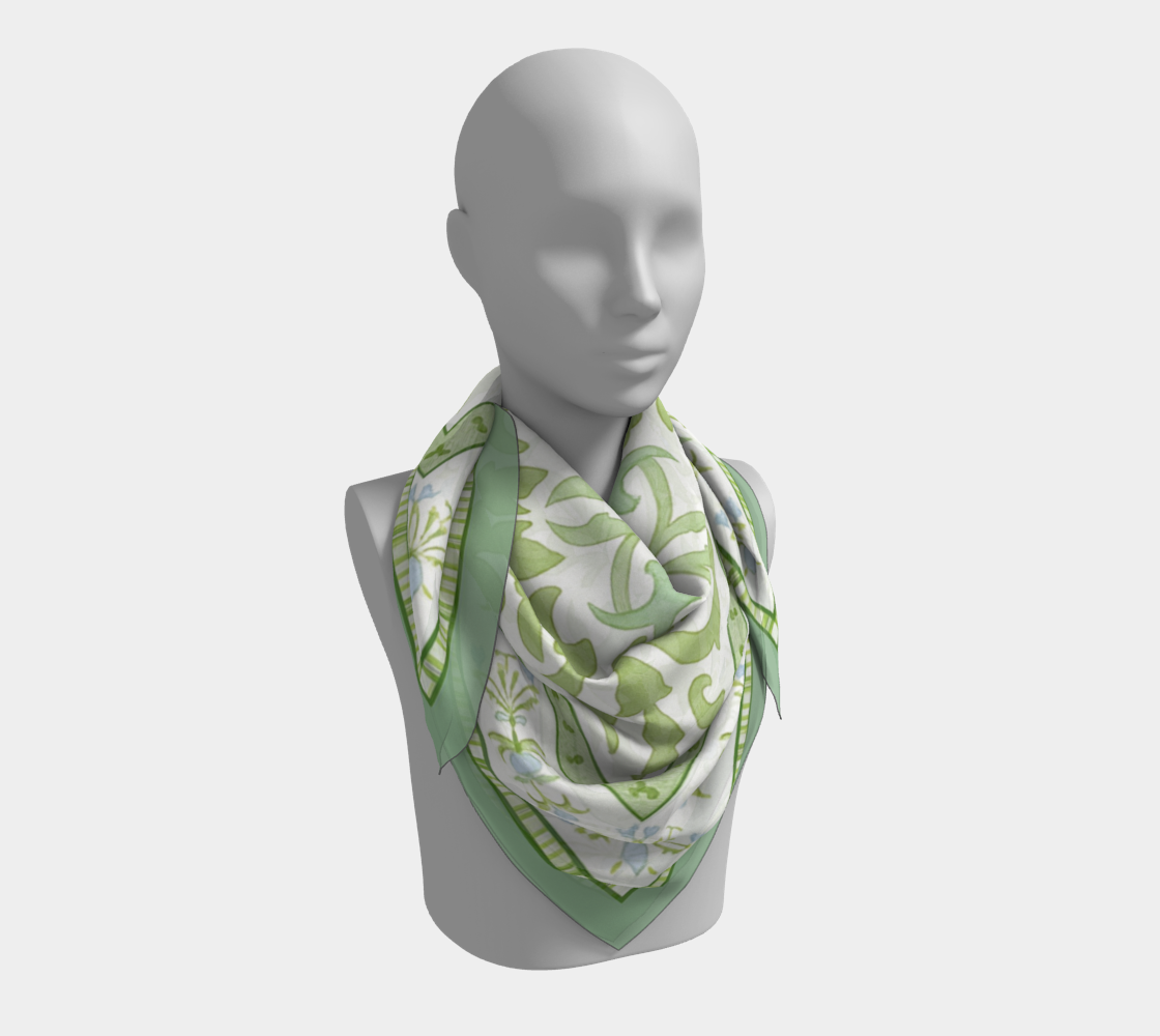 Green Chinoiserie Scarf