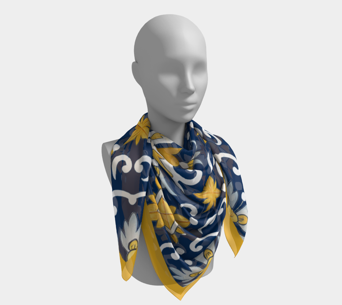 Blue + Yellow Sunflower Scarf